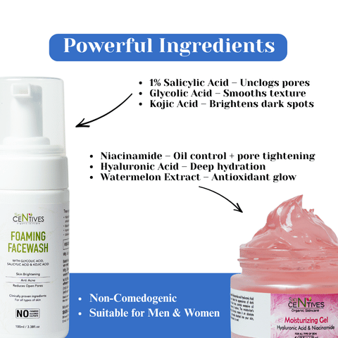 Oily Skin Care Combo – Foaming Face Wash & Oil-Free Gel Moisturizer Gel