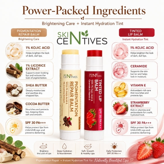 Skin Centives Lip Balm Combo for Dark & Dry Lips Unisex | 2 x 4.8g