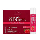 Skin Centives Tinted Lip Balm | light tint for chapped and dark lips | Shea Butter, Vitamin E & Squalane | For Dry & Chapped Lips | Non-Sticky Lip Tint | strawberry 4.8g